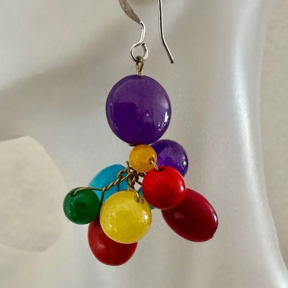 Colorful beaded dangling earrings